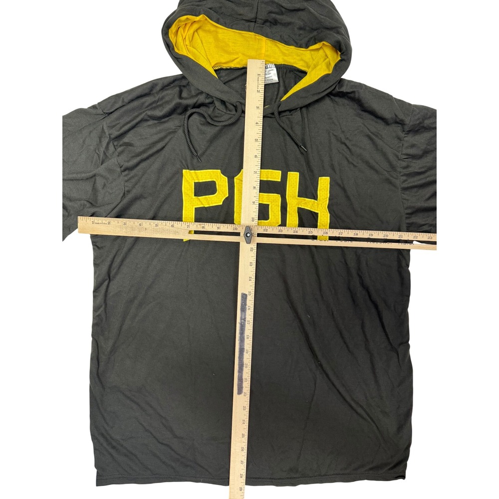Pittsburgh PGH Short Sleeve Hoodie Mens XL Black Yellow Lightweight SGA - Picture 3 of 4